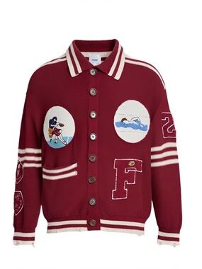 FOUND Fin Varsity Patch Collared Cardigan